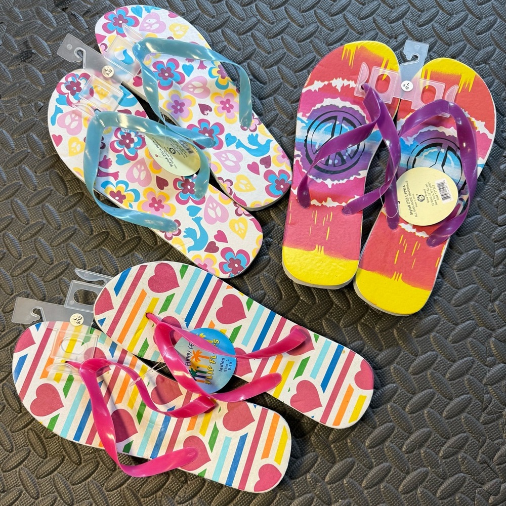 Colorful Women’s Flip Flops Set Size Large